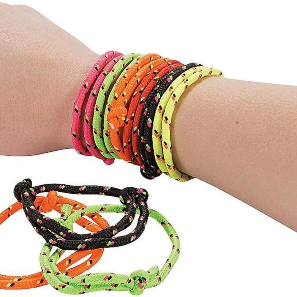 Bulk Friendship Bracelets - 72 adjustable nylon bracelets in a variety of colors